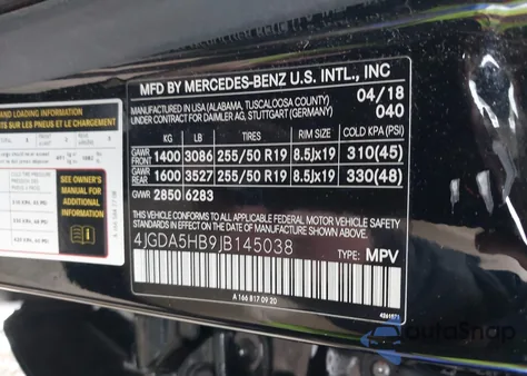 2018 Mercedes-Benz Gle 350 4Matic from USA, damaged, VIN 4JGDA5HB9JB145038